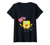 Mujer Spongebob Squarepants Lovely Heart Camiseta Cuello V