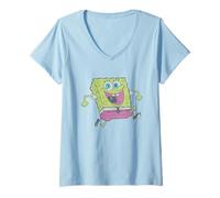 Mujer Spongebob Squarepants Naughty Jump Pose Camiseta Cuello V
