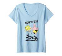 Mujer Spongebob Squarepants Now It's A Party Spongebob and Patrick Camiseta Cuello V
