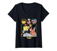 Mujer Spongebob Squarepants Patrick and Gary Character Circles Camiseta Cuello V