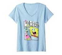 Mujer Spongebob Squarepants Patrick Sandy and Plankton Ready Team Camiseta Cuello V