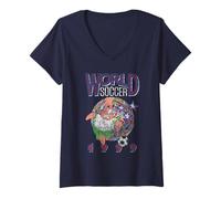 Mujer Spongebob Squarepants Retro World Soccer Patrick Cartoon Camiseta Cuello V