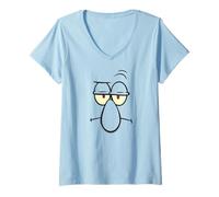 Mujer SpongeBob SquarePants Serious Squidward Face Cartoon Costume Camiseta Cuello V