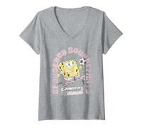 Mujer Spongebob Squarepants Soccer Futbol Camiseta Cuello V