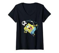 Mujer Spongebob Squarepants Soccer Futbol Kick Camiseta Cuello V