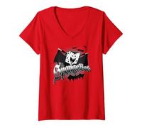 Mujer SpongeBob SquarePants Vintage Vampire Bat Halloween Cartoon Camiseta Cuello V