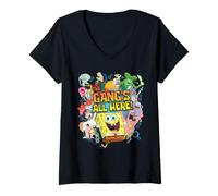 Mujer Spongebob The Gang's All Here Camiseta Cuello V
