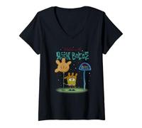 Mujer Spongebob Welcome to Rock Bottom Bus Stop Cartoon Camiseta Cuello V