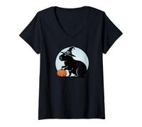 Mujer Spooky Capybara Halloween Witch Pumpkin Camiseta Cuello V