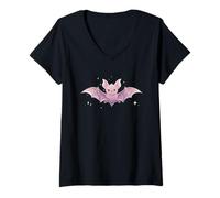 Mujer Spooky Cute Pastel Bat - Estilo gótico Kawaii Camiseta Cuello V