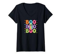 Mujer Spooky Ghost Boo Lover Halloween Creature Monster Camiseta Cuello V