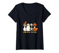 Mujer Spooky Goose Halloween Tonto Meme Divertido Mujeres Niños Camiseta Cuello V