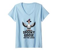 Mujer Spooky Goose On The Loose Camiseta Cuello V