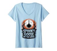 Mujer Spooky Goose On The Loose Camiseta Cuello V