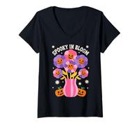 Mujer Spooky In Bloom Halloween Boho Vibes Camiseta Cuello V