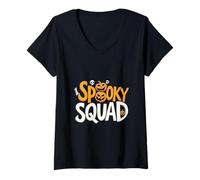 Mujer Spooky Squad 2025 Divertidas Vibraciones de Halloween para los Amantes de los Fantasmas Camiseta Cuello V