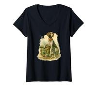 Mujer Sporting Dog Watercolor with Duck Decoy and Antler Camiseta Cuello V