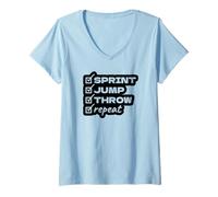 Mujer Sports Funny: Sprint Jump Throw Repeat Camiseta Cuello V