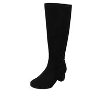 Mujer Spot On Extra Ancho Medio Tacón Altura Botas Rodilla