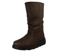 Mujer Spot On Forro de Piel Cremallera Corte Ancho Tacón Cuña Botas Media Caña -