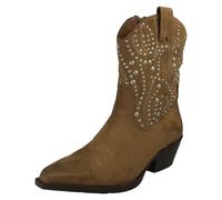 Mujer Spot On Tachuela Detallado Pequeño Tacón Cremallera Botines Cowboy