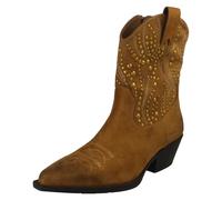 Mujer Spot On Tachuela Detallado Pequeño Tacón Cremallera Botines Cowboy