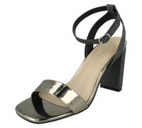 Mujer Spot On Tacón Alto Sandalia con Hebilla Tira en Tobillo F1R2044