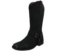 Mujer Spot On Tacón Bajo Cowboy Del Oeste Botas con Bordado F5R1234