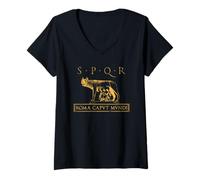 Mujer SPQR Roma Caput Mundi Ancient Rome Roman Empire Camiseta Cuello V