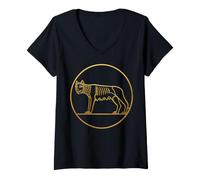 Mujer SPQR Romano Roma Lobo Romulus Remus Camiseta Cuello V