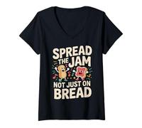 Mujer Spread The Jam Not Just On Bread Motivacional Positivo |- Camiseta Cuello V