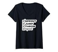 Mujer Sprint Jump Throw Repeat - Deportes Divertidos Camiseta Cuello V