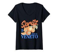 Mujer Spritz Veneto dal 1919 Italia Vintage Cóctel de Vino Naranja Camiseta Cuello V