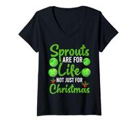 Mujer Sprouts Are For Life - Veggie Vegan Christmas Christmas Holiday Camiseta Cuello V