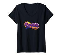 Mujer Spyro The Dragon Retro Title Logo Video Game Camiseta Cuello V