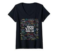 Mujer Square Root of 2500 50 Años 50 Cumpleaños, Profesor de matemáticas Camiseta Cuello V