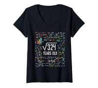 Mujer Square Root of 324 18th Birthday 18 Year Old Gifts Math Bday Camiseta Cuello V