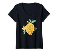 Mujer Squeeze The Day - Diseño artístico de fruta de limón - Aprovecha el día Camiseta Cuello V