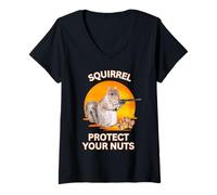 Mujer Squirrel Protect Your Nuts divertido amante de las ardillas del atardecer Camiseta Cuello V