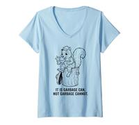 Mujer Squirrel Retro Basura Can Not Garbage Cannot Funny Snack Camiseta Cuello V
