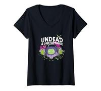 Mujer Squishmallows Zombie Undead Unstoppable Halloween Camiseta Cuello V