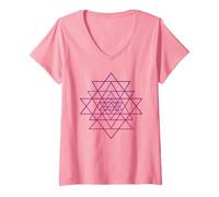 Mujer Sri Yantra Tantra Hindú Flor de la Vida Camiseta Cuello V