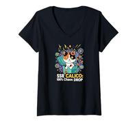 Mujer SSR Calico Cat 100% Chaos Drop Gacha Gaming Loot Box Camiseta Cuello V