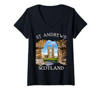 Mujer St Andrews Scotland Outer Hebrides Souvenir para Mujeres, niños y Hombres Camiseta Cuello V