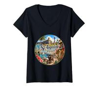 Mujer St Augustine FL Florida USA Ciudad más Antigua Camiseta Cuello V