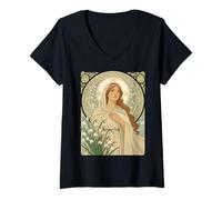 Mujer St Brigid Y Snowdrops Un Contemplativo Tranquilo Camiseta Cuello V