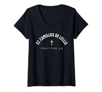 Mujer St. Camillus de Lellis Catholic Patron Christian Saint Camiseta Cuello V