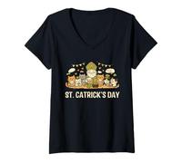 Mujer St Catricks Day Cat Design Funny Irish Cats Drinking in Pub Camiseta Cuello V