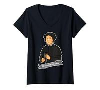 Mujer St Elizabeth Ann Seton Católica Convertida Patrona Viudas Camiseta Cuello V
