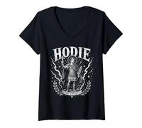 Mujer St Expeditus Expedite Expedito Hodie Patrono católico Camiseta Cuello V